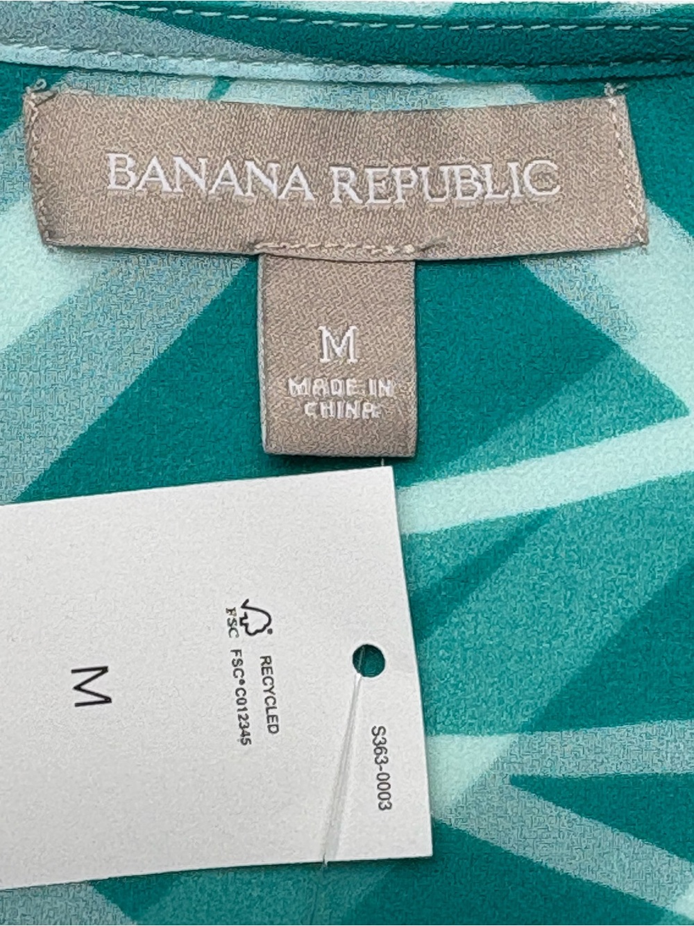 NWT Banana Republic Olympus Turquoise Geometric Sheer Blouse & Cami Size M $80 - Picture 8 of 11